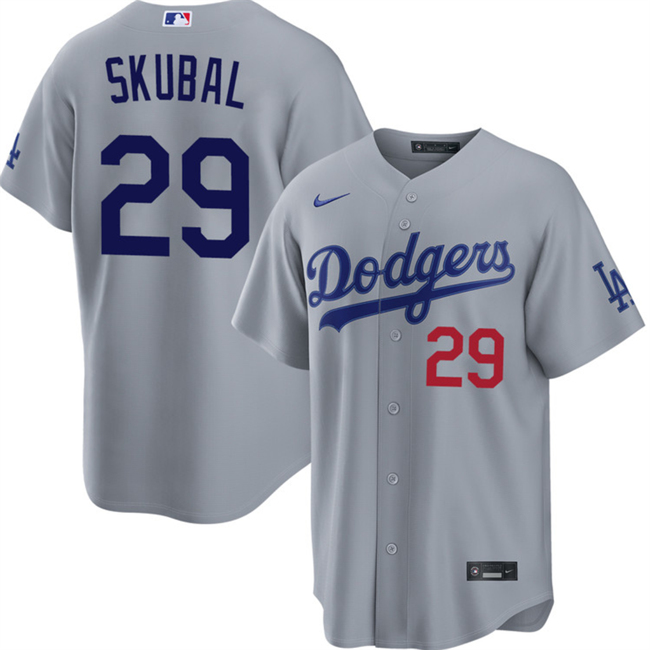 Men's Grey Los Angeles Dodgers #29 Tarik Skubal Cool Base Stitched Baseball Jersey